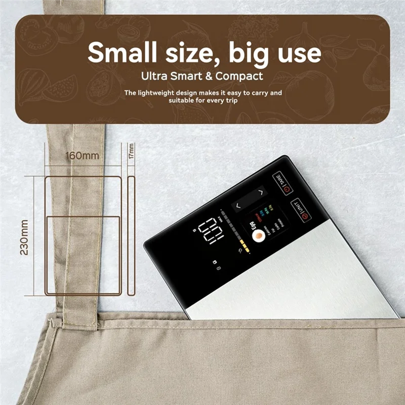 Báscula de cocina con calculadora nutricional 5kg