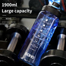 Fjbottle 2 Liter Water Bottle With Straw Large Portable Travel Bottles Sports Fitness Cup with Time Scale