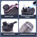 Fjbottle 2 Liter Water Bottle With Straw Large Portable Travel Bottles Sports Fitness Cup with Time Scale